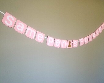 Same penis forever banner for bachelorette parties. Gold glitter penis accent