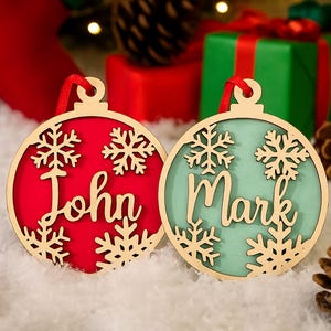 Personalized Christmas Name Ornament,Custom Wooden Tree Hanging Decoration,Holiday Keepsake - Family Xmas Gift,Kids Stocking Stuffer