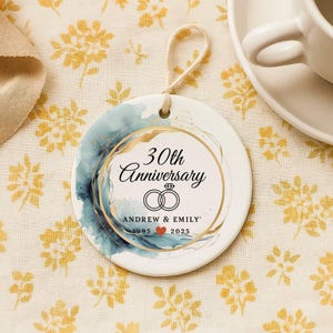 Decorazione personalizzata per il 30° anniversario, decorazione in ceramica per il 30° anniversario, decorazione incisa per il 30° matrimonio, 30 anni insieme, 30 anni d'amore