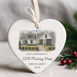Custom huis aquarel ornament, gepersonaliseerd huisportret ornament, gepersonaliseerd kerstornament cadeau, handgemaakte wanddecoratie