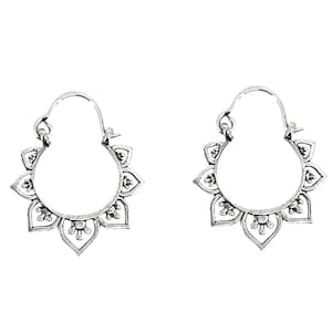 Mandala Earrings - Ethnic Boho Jewelry - Silver Plated - Handmade in India