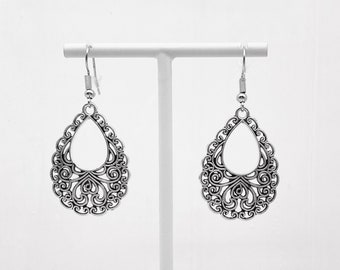Filigree drop boho earrings / Boho ethnic boho jewelry