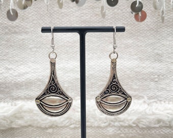 Boucles d'oreilles en argent - artisanat berbère / Bijou Maroc / Bijoux bohème ethnique boho