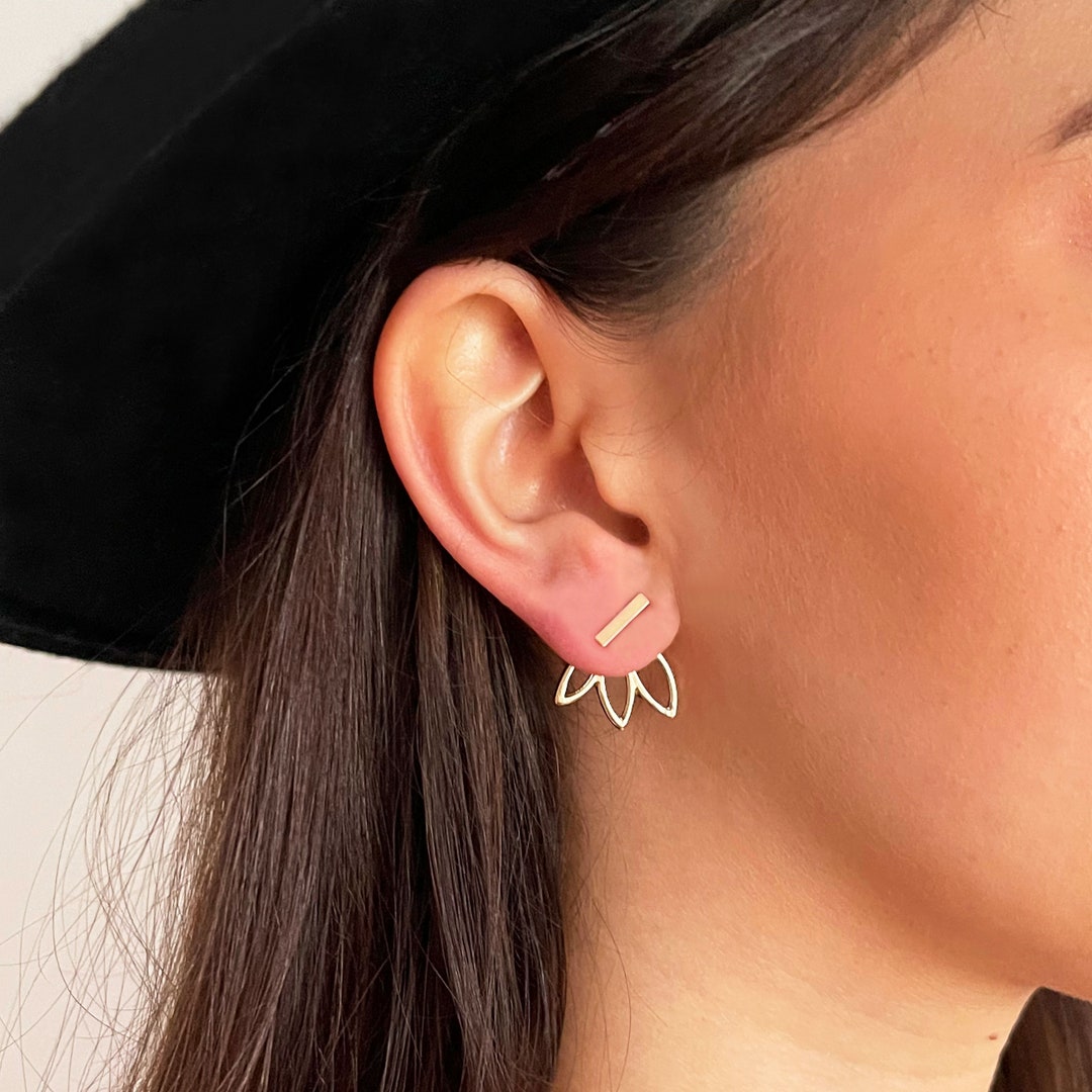 Boucles D’oreilles Bâton Or 14K Minimalistes – Design étoile Avec Diamant, Neuf
