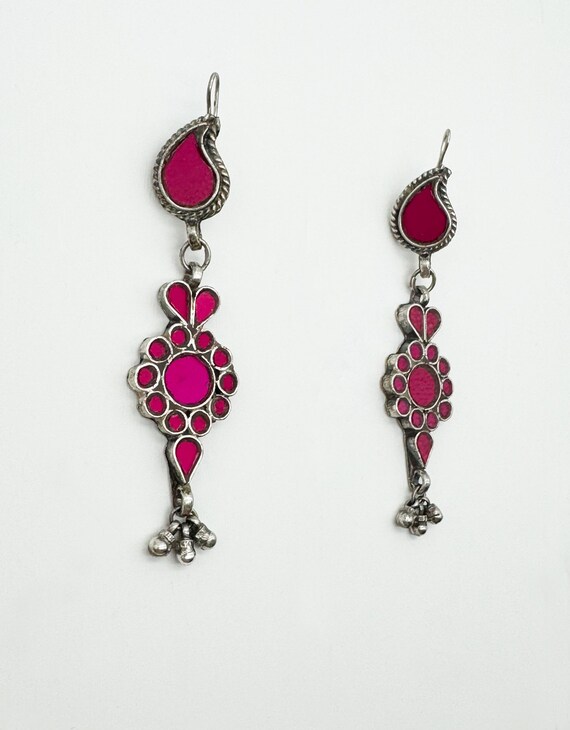 Flowers and Fuchsia Pink Paisley Earrings Boho Ethnic Bohemian Jewelry Etsy Canada