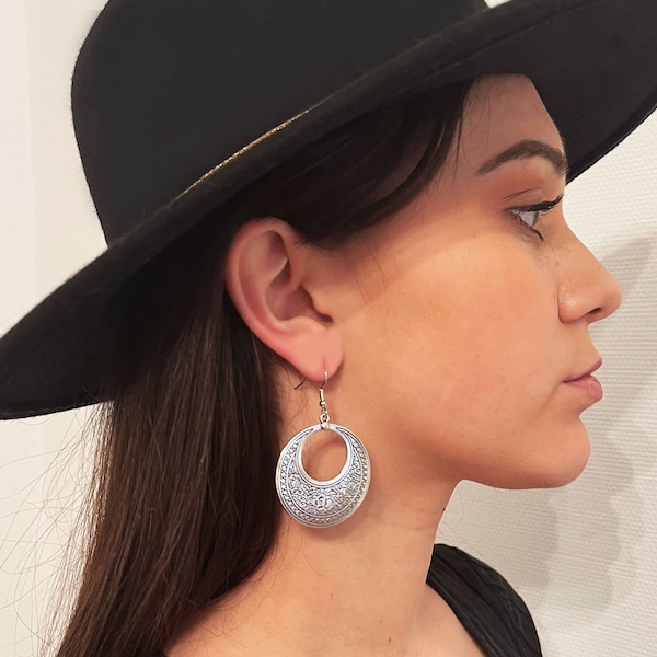 Silver earrings - Berber craftsmanship / Moroccan jewelry / Boho ethnic boho jewelry