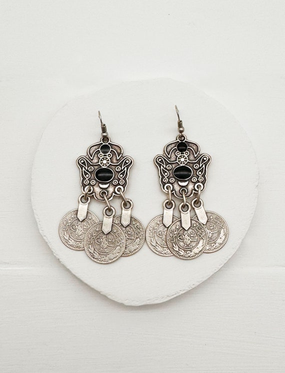 Boucles d'oreilles berbère en argent et onyx noir… - image 3