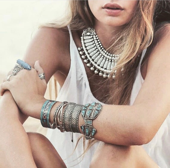 Berber Silver Bib Necklace Ethnic Gypsy Boho Jewelry Etsy