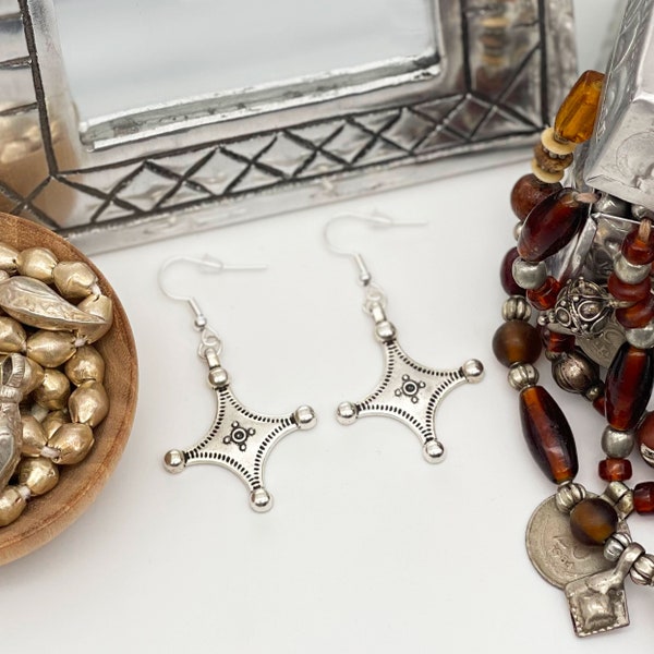 Berber Southern Cross Earrings / Boho Ethnic Jewelry