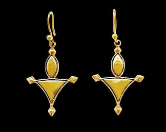 Boucles D'oreilles Berbères En Onyx - Crochets Argent 925, Style Ethnique - Neuf Avec étiquettes
