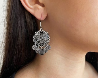 Boucles d'oreilles en argent - artisanat berbère / Bijou Maroc / Bijoux bohème ethnique boho