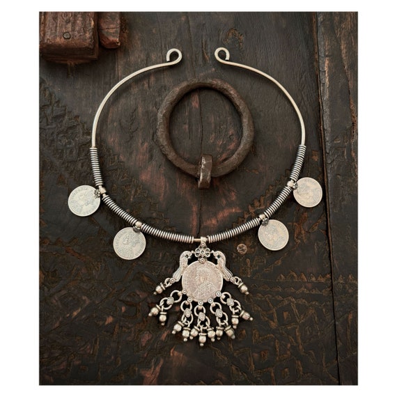 Indian bib necklace from Rajasthan Rigid and adju… - image 1