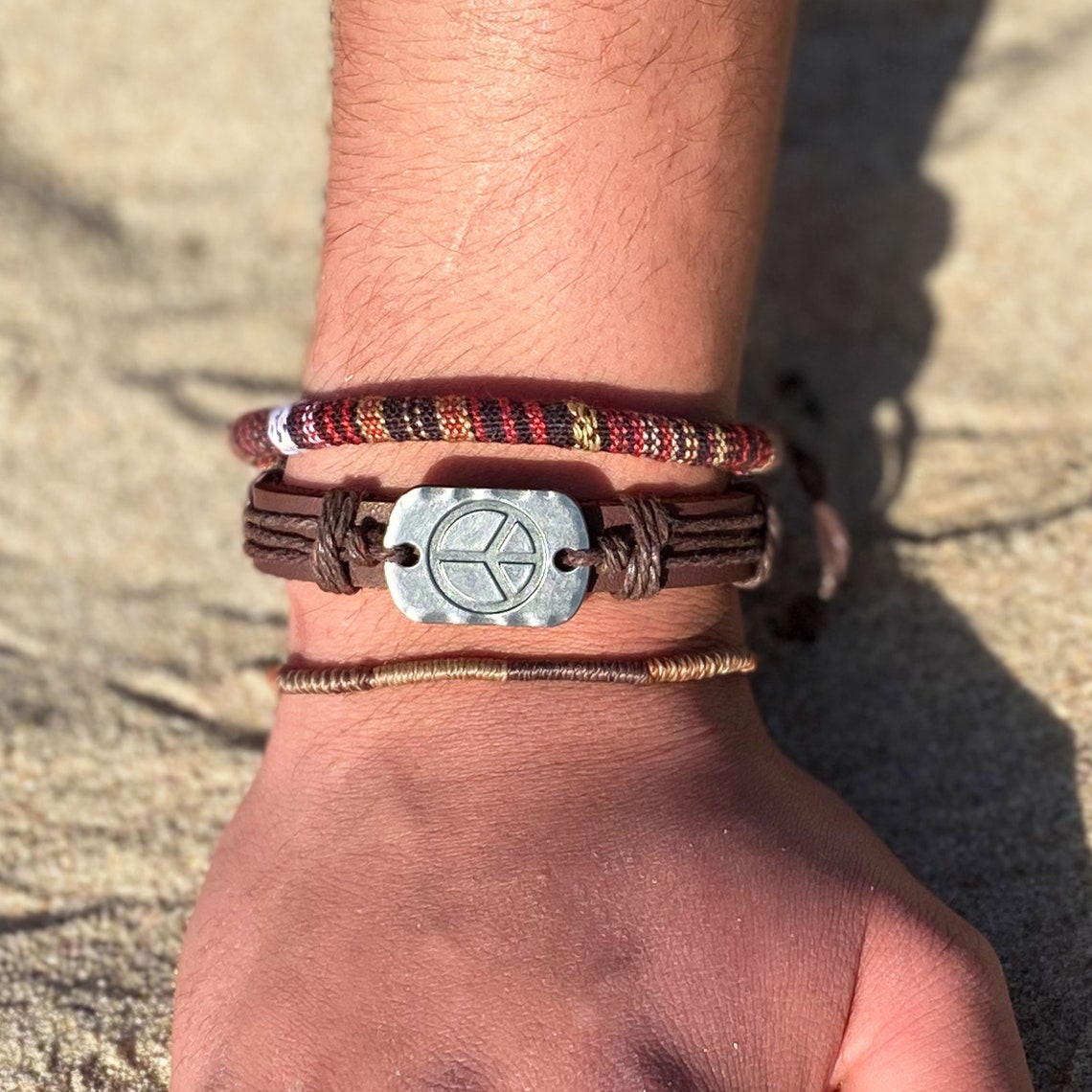 Bracelet Homme Inca En Tissu Coloré 21 Cm - Avec Pochette Organza - Neuf Avec étiquettes