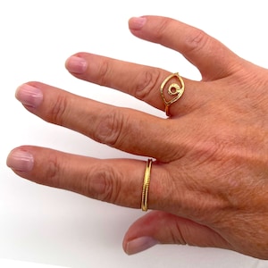 Protective eye ring gilded with 24 carat fine gold / Boho ethnic boho jewelry