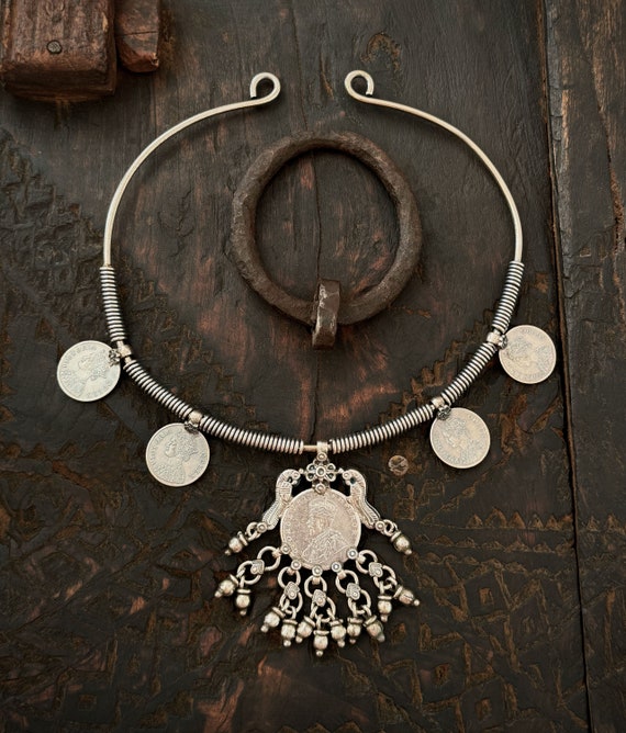 Indian bib necklace from Rajasthan Rigid and adju… - image 5