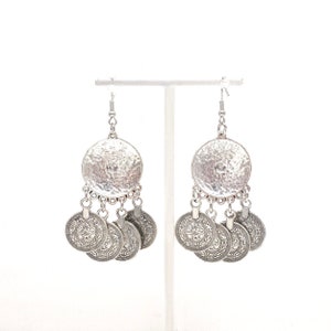 Boucles d'oreilles bohème gypsy pièces de monnaie / Bijoux ethnique boho image 4