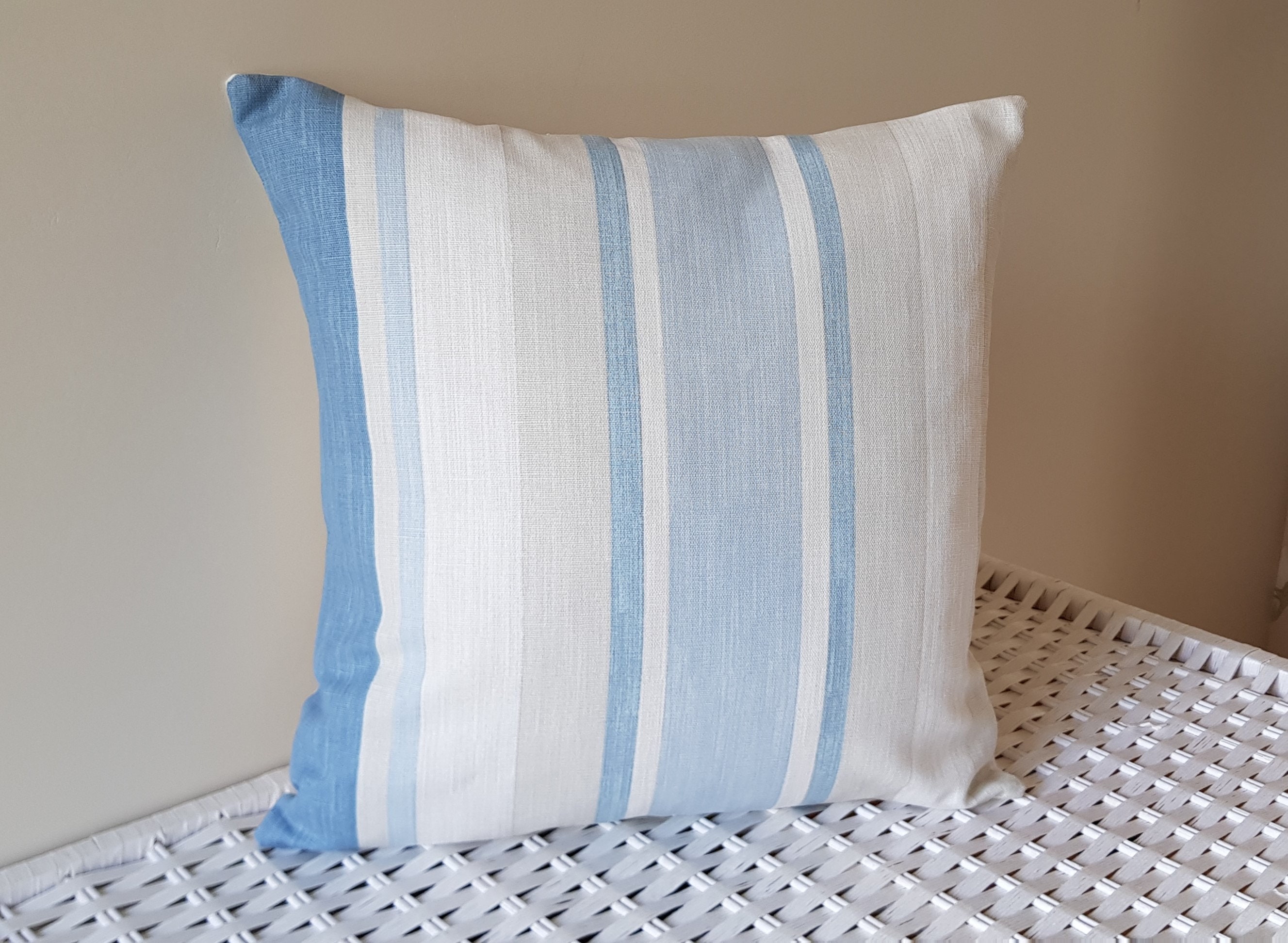 Laura Ashley Blue Stripe Cushion in Seaspray Awning Stripe Etsy UK