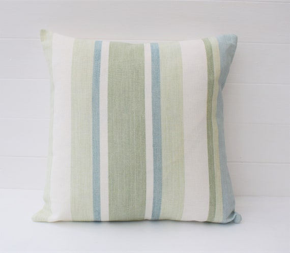 Laura Ashley Sophie Stripe Duck Egg Blue Cushion Cover – Linen Blend – Square, Oblong Or Bolster