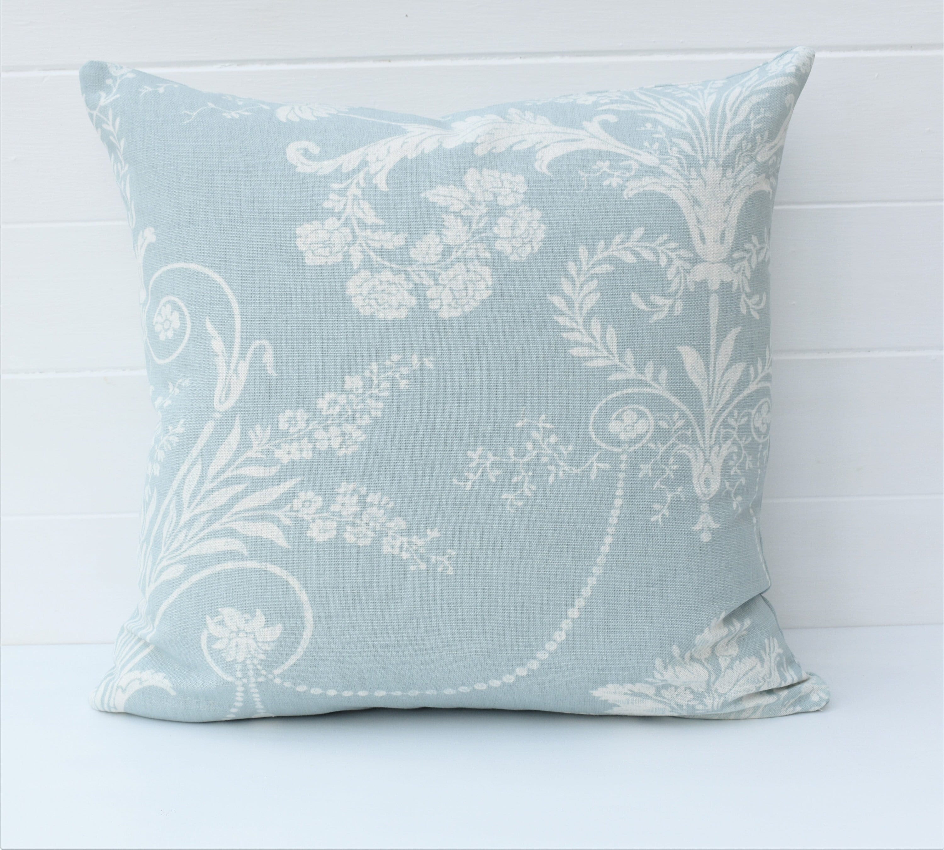Cushion in Laura Ashley Josette Duck Egg Floral Fabric Josette