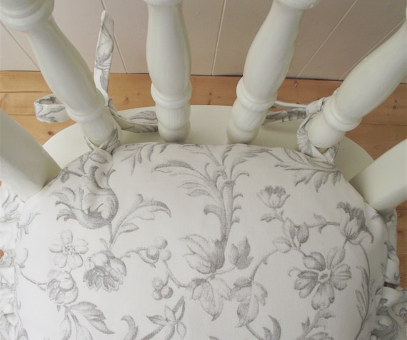 Laura Ashley Handmade Frilled Ruffle Dining Chair Cushion With Bow Fastener and Feather Pad Etsy
