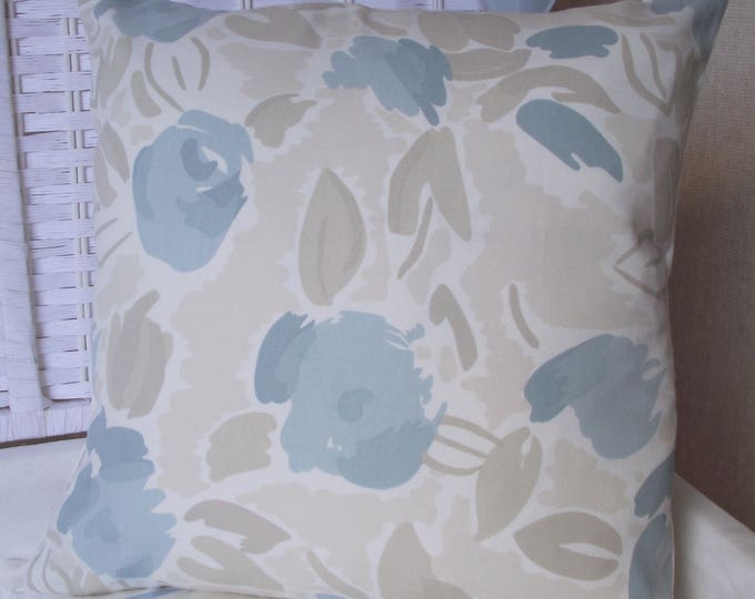 Laura Ashley Duck Egg Blue Floral Cushion, Emma Fabric Backed in Laura Ashley Austen Cotton