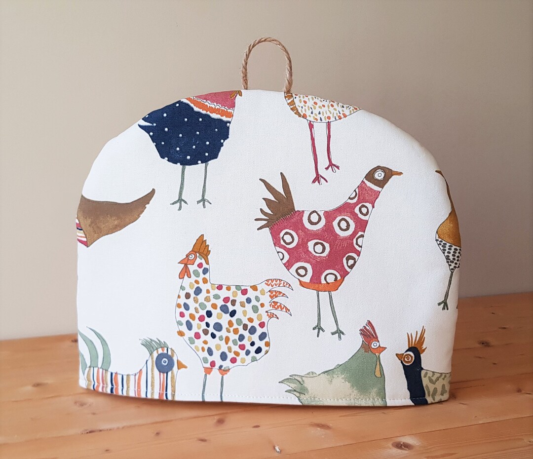 Harriet Hen Tea Cosy, Chicken and Cockerel Tea Pot Cover, With Jute