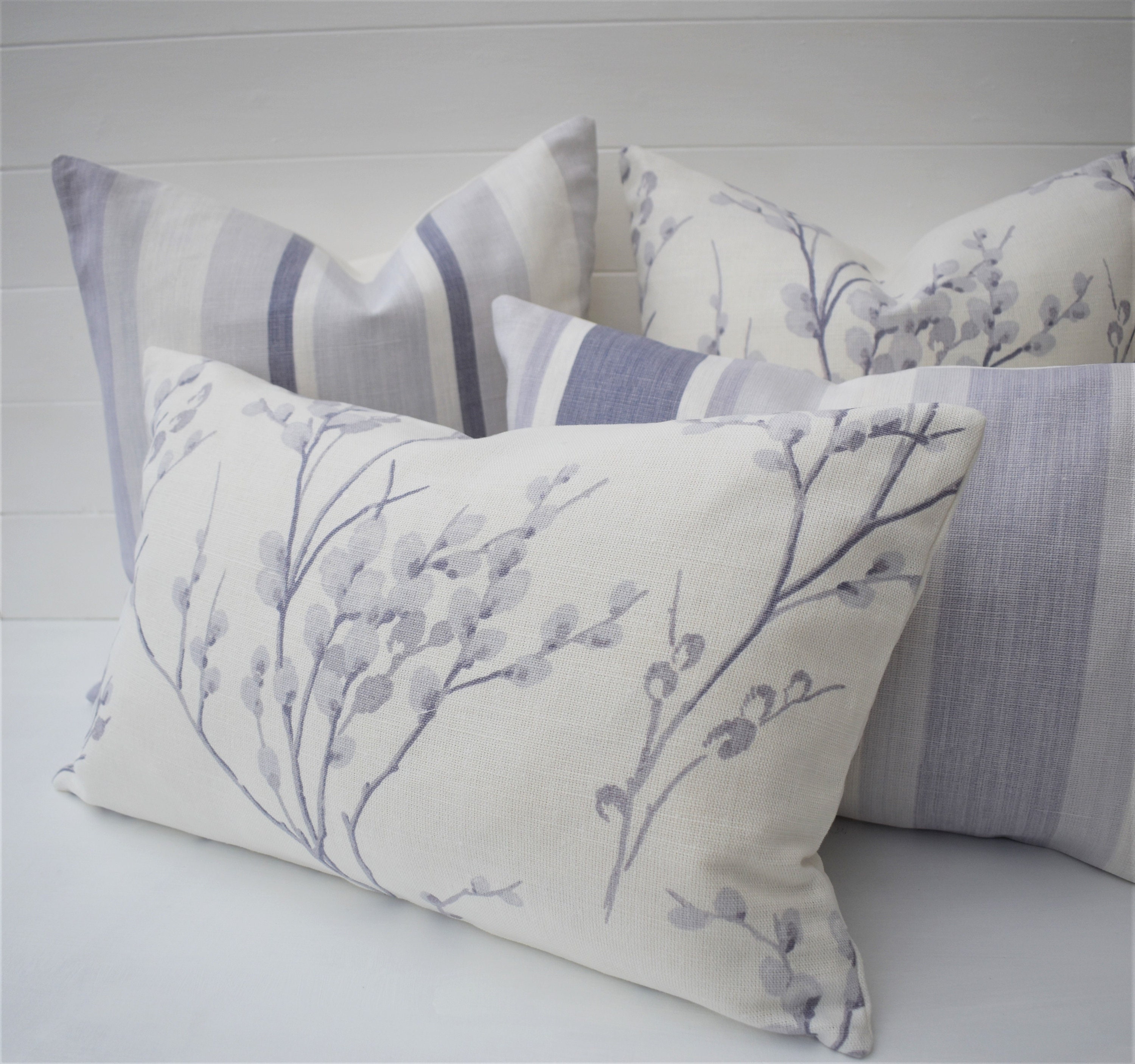 Laura Ashley Handmade Purple Stripe Cushion Rectangle Awning Etsy UK