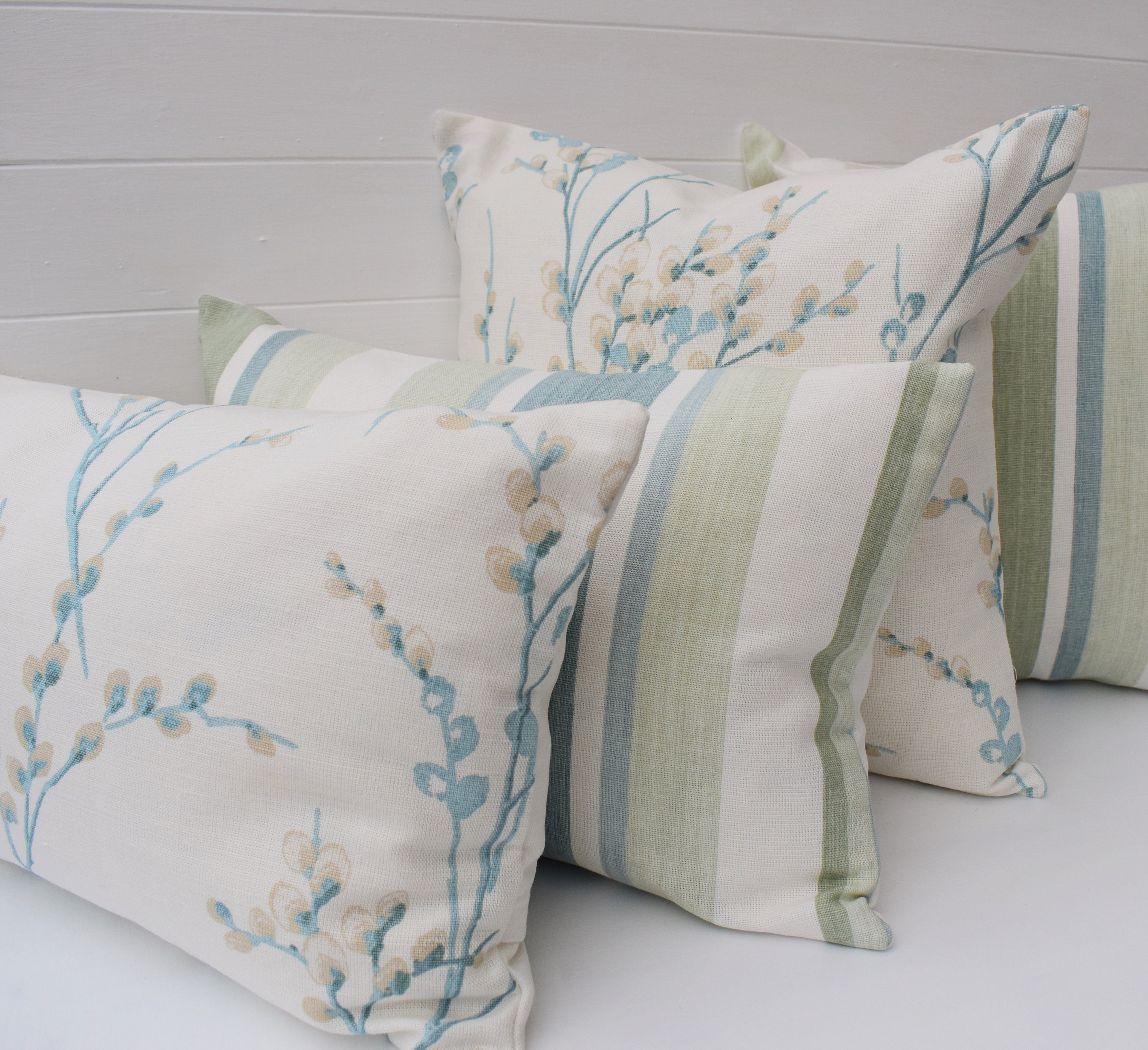 Laura Ashley Awning Stripe Duck Egg Blue / Green Cushion Etsy UK