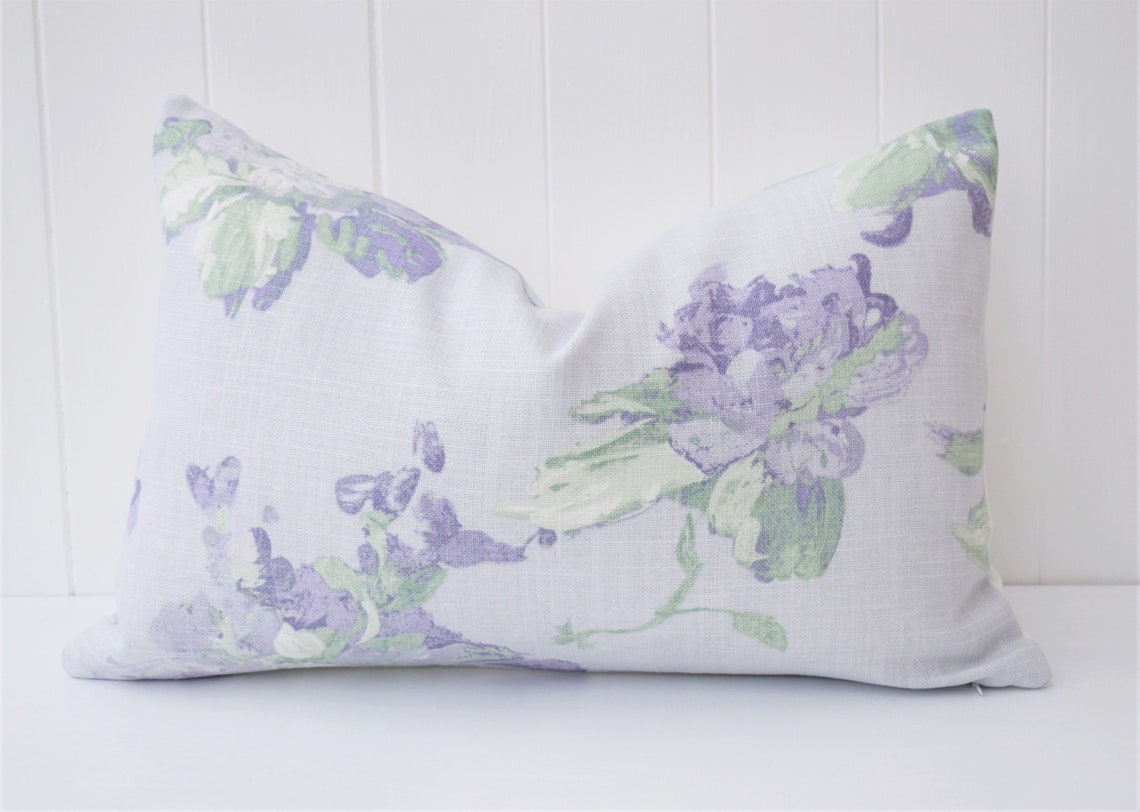 Laura Ashley Purple / Pale Violet Floral Cushion Rectangle Etsy UK