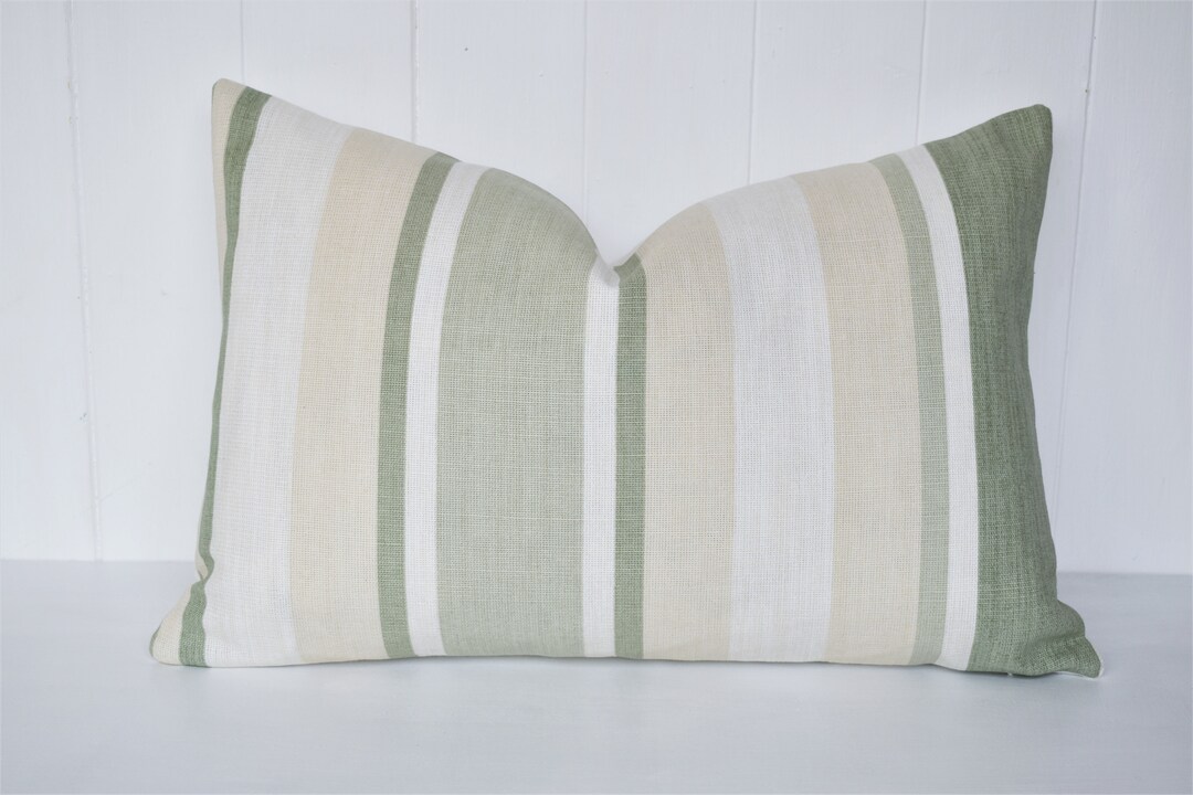 Laura Ashley Awning Stripe Cushion : Handmade in Pale Cranberry With a
