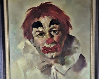 Mid-Century CLOWN Painting- O/C - G. Pascarella - 1960's