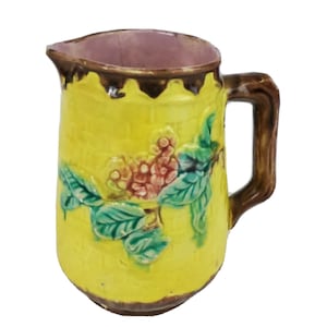 Antique Majolica Tin-Glazed  Floral Pitcher - 6&quot;  - Mid 19th c.