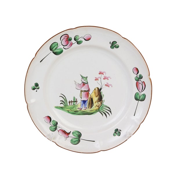 Late 19th Century Saint-Clément Faience Chinoiserie Plate, France