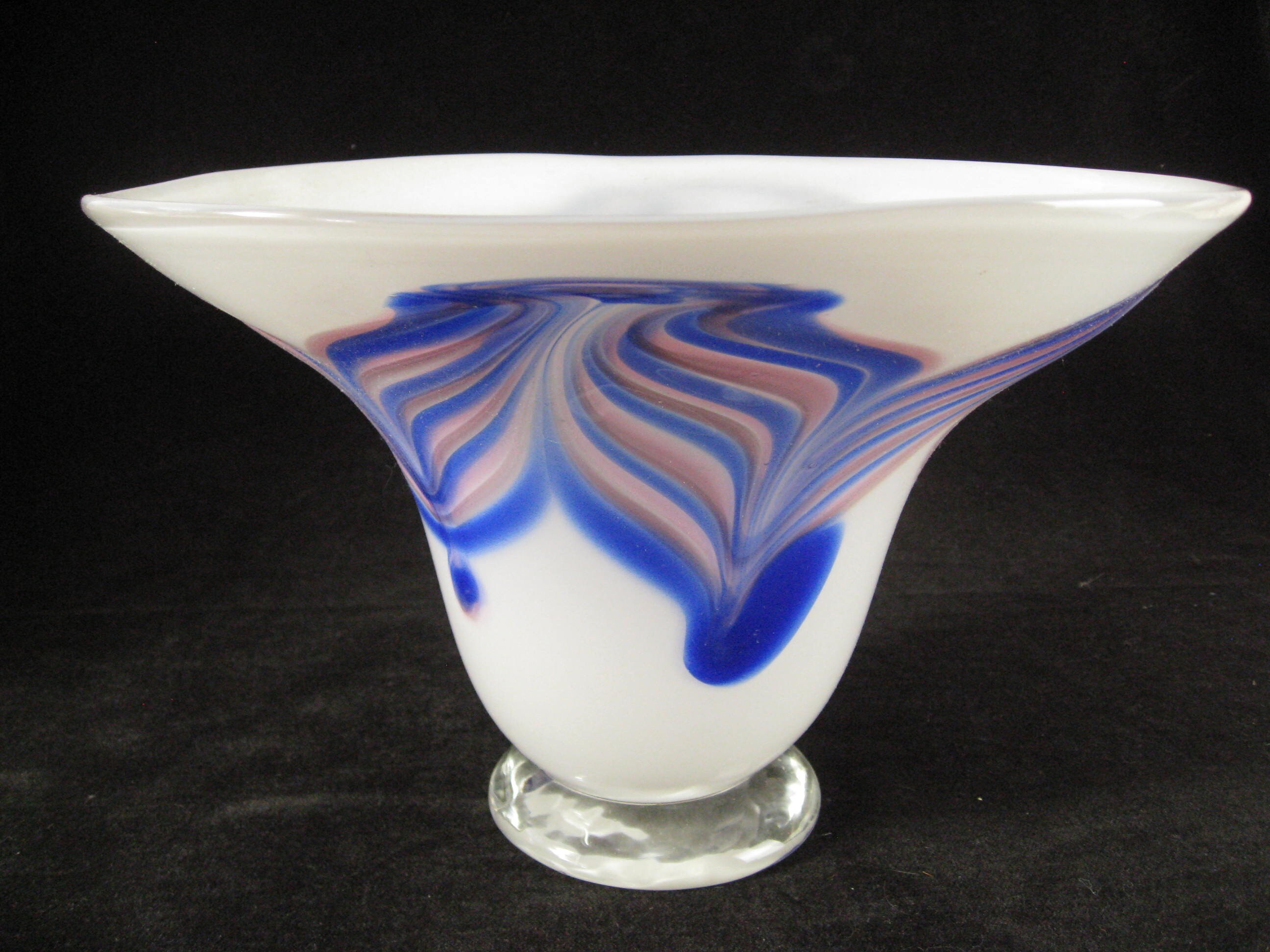 Mid Century Handblown Glass Centerpiece Bowl C. 1970 Etsy