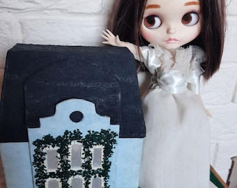 Miniatyr dockhus för Blythe, Barbie, Momoko dockor, handgjort sagolikt Roombox