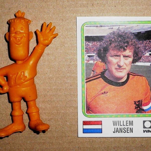 1974 FIFA World Cup Football Soccer Germany Mascot TAP Colorless/Blank and PANINI card No. 83 Willem Jansen Very Rare/Nice!! Free Shipping!!