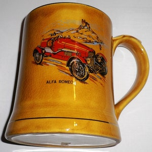 Vintage Alfa Romeo 1924 Large Ceramic Beer Stein Mug by R K Wade Tankard UNUSED!! FREE SHIPPING!!!!!
