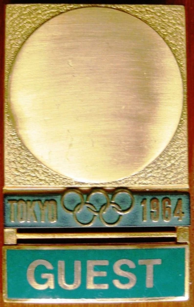 1964 Olympic Games Tokyo Original Official Guest Badge NO RIBBON  Very Rare!!! Free Shipping!!! Very Nice!!!