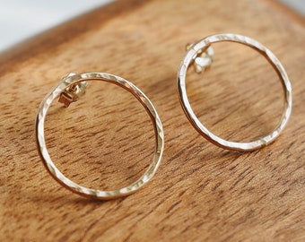 14k Gold Filled Circle Stud Earrings, Gift For Her, Gold Hoop Studs, Circle Earrings, Gold Minimal Stud Earrings, Dainty Gold Earrings