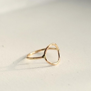 14k Gold Filled Eternity Circle Ring, Gift For Her, Handmade Gold Stacking Ring, Gold Round Hammered Ring, Gold Textured Minimal Circle Ring