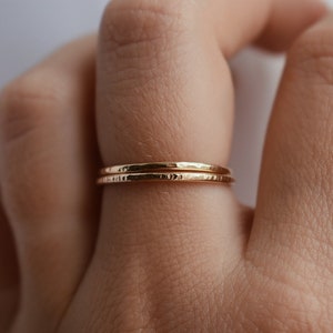 14k Gold Filled Stacker Ring, Gift For Her, Handmade Gold Hammered Ring, Gold Textured Ring, Thin Gold Ring, Gold Minimal Stacker Ring