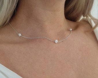 Sterling Silver Genuine Pearl Choker Necklace, Dainty Pearl Necklace, Gift For Her, Handmade Freshwater Pearl Necklace, Bridal Necklace