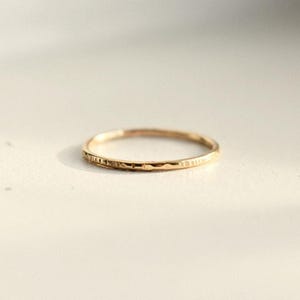 14k Gold Filled Stacker Ring, Gift For Her, Handmade Gold Hammered Ring, Gold Textured Ring, Thin Gold Ring, Gold Minimal Stacker Ring