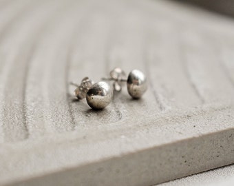 925 Sterling Silver Stud Earrings, Recycled Silver Tiny Stud Earrings, Gift For Her, Minimal Studs, Dainty Ball Stud Earrings