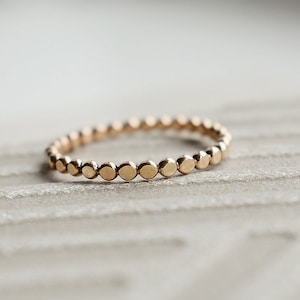14k Gold Filled Bead Stacker Ring, Gift For Her, Gold Stacker Ring, Dainty Stacking Rings, Hammered Bead Ring, Thin Gold Ring, Minimal Ring