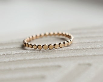 14k Gold Filled Bead Stacker Ring, Gift For Her, Gold Stacker Ring, Dainty Stacking Rings, Hammered Bead Ring, Thin Gold Ring, Minimal Ring