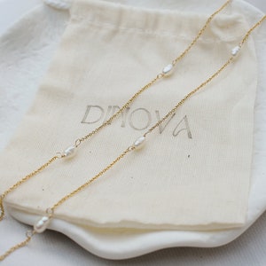 14k Gold Filled Freshwater Pearl Necklace, Gift For Her, Handmade Gold Pearl Layering Necklace, Dainty Gold Chain Necklace