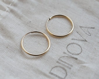 14k Gold Filled 7mm Hoop Earrings, Gift For Her, Minimal Gold Stacking Hoops, Gold Everyday Hoops, Dainty Gold Hoop Earrings