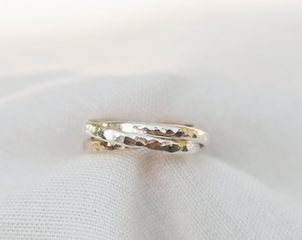 Silverly Russian Style 5-Band Wedding Ring Set - 925 Sterling Silver, His & Hers, Interlocking Promise Bands