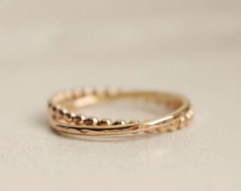 Handmade 14k Gold Fill Fidget Ring, Hammered Interlocking Spinner